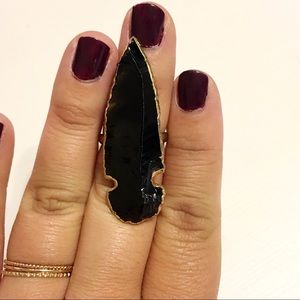 Black and gold shark tooth ring (adjustable)